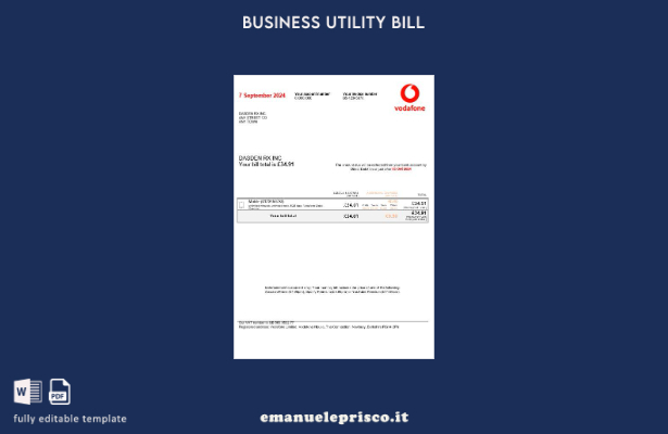 stile verificato Modello di bolletta delle utenze aziendali Vodafone del Regno U
